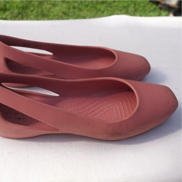 Crocs Sloane Pink Square Toe Cutout Flats - Picture 5 of 7